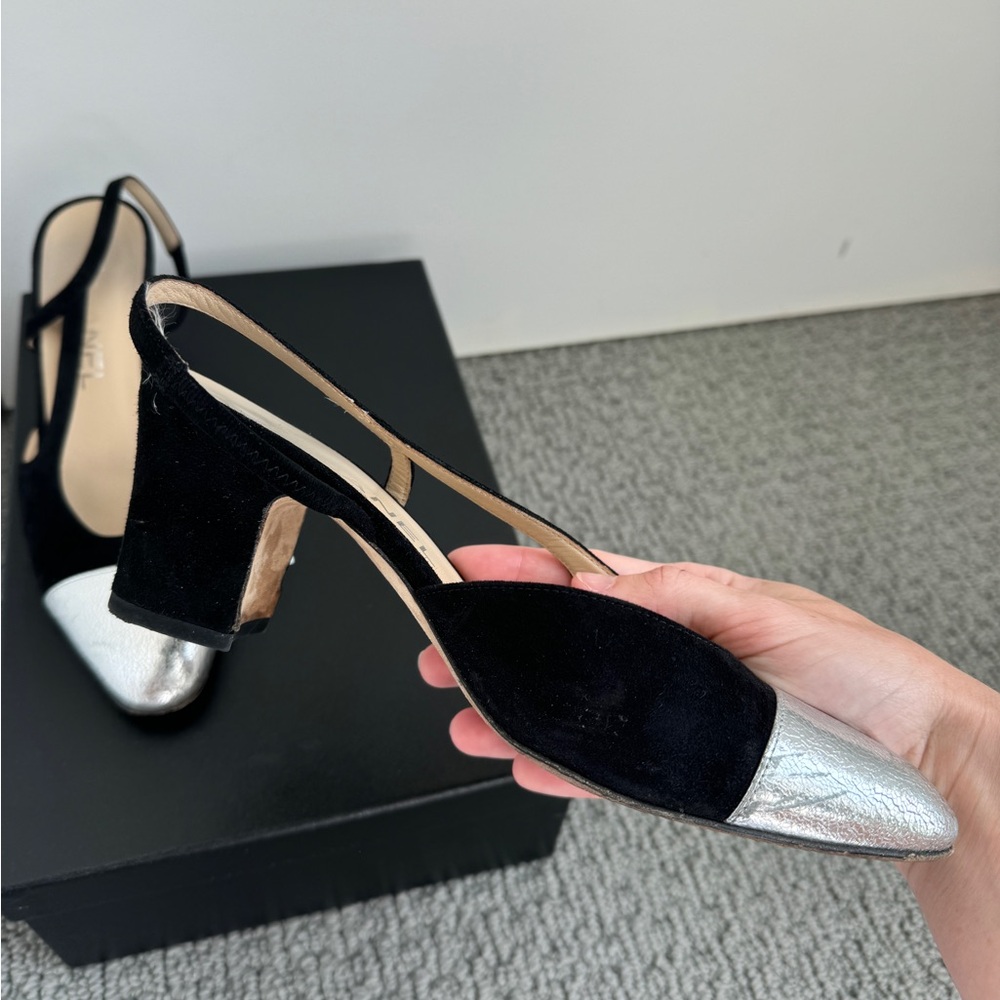 Chanel Toe Cap Slingback Heels - Picture 2 of 9